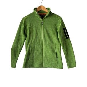 Kaikkialla Women's Green Lined Fleece Fitted Jacket Full Zip Ribbed Size S/M